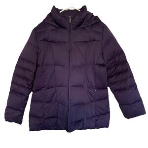 Calvin Klein Coat Down Packable Quilted Purple Hooded Full Zip Puffer Jacket XL